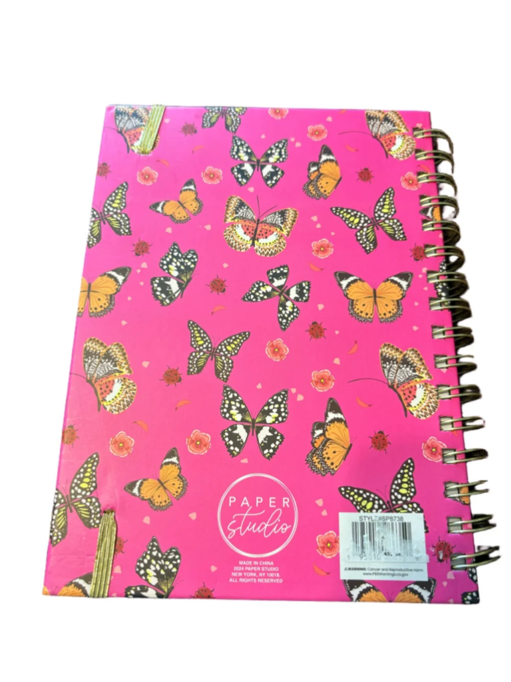 Paper Studio Pink Gold “ be still & know” Butterfly Notebook Journal One Size